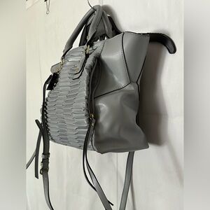 77 - NEW Updated by Sears Imitation Leather Pleated Front Satchel Handbags Grey
